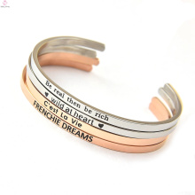 benutzerdefinierte personalisierte massiv plain rose gold edelstahl armreif schmuck